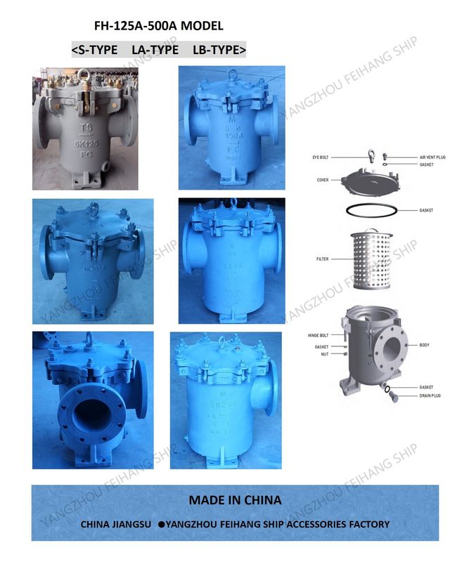 MARINE CAN WATER FILTERS JIS F7121-CAN WATER STRAINERS BODY CAST IRON FILTER CARTRIDGE STAINLESS STEEL