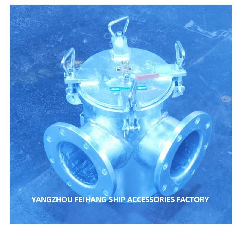 Sea Water Filter For Bilge Fire Pump Inlet BL100 CB/T497-2012 Body Carbon Steel Hot-Dip Galvanized, Filter Cartridge Sta