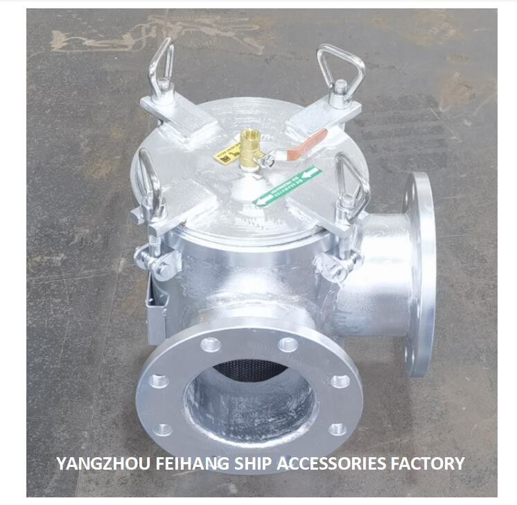 Sea Water Filter For Bilge Fire Pump Inlet BL100 CB/T497-2012 Body Carbon Steel Hot-Dip Galvanized, Filter Cartridge Sta