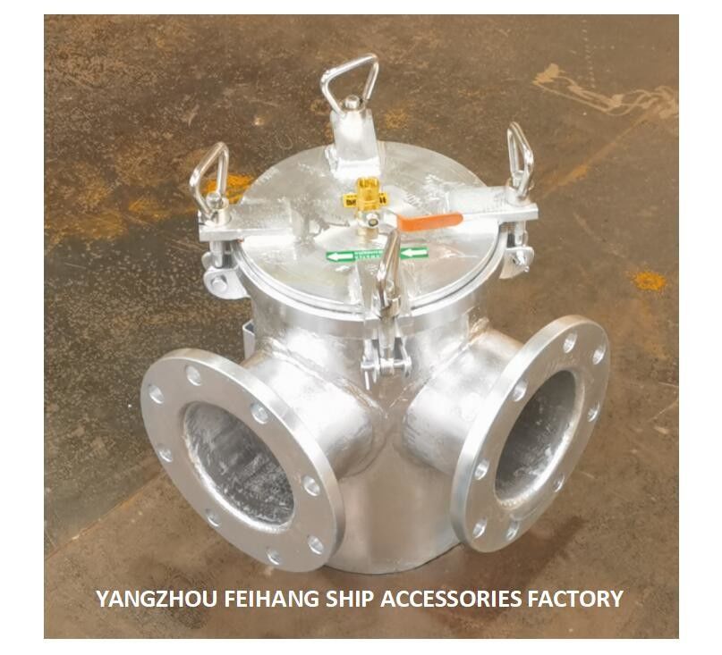 Sea Water Filter For Bilge Fire Pump Inlet BL100 CB/T497-2012 Body Carbon Steel Hot-Dip Galvanized, Filter Cartridge Sta