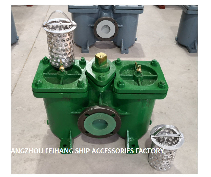 Duplex oil filters A4065-0.75/0.26 Cb/T425-1994 Double oil strainers Body Cast Iron Filter Cartridge Stainless