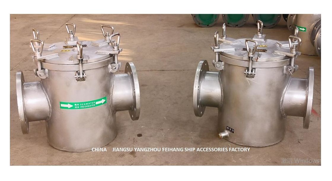 Straight Through Suction Coarse Water Filter For Bulk Seawater Pump Inlet AS150 CB/T497-2012  Carbon steel material