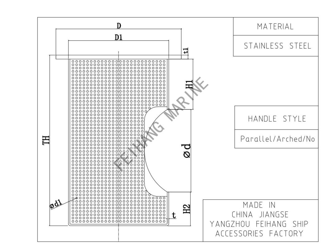 Sea Chest Filter, Size 400, Stainless Steel. Metal Thickness 2.0mm, Mesh Hole Dia 3mm