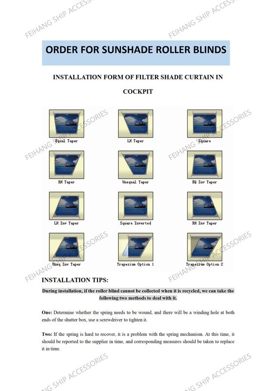 Marine Solar Shades Spring Roller Type IMPA150721 The Automatic Positioning And Operation Of The Spring Are Convenient