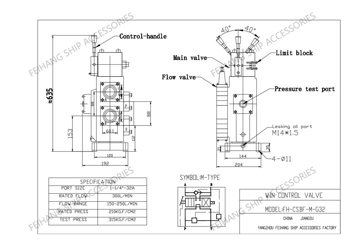 Hydraulics Control Valves CSBF-G32 Manual Proportional Flow Control Valves For Ships