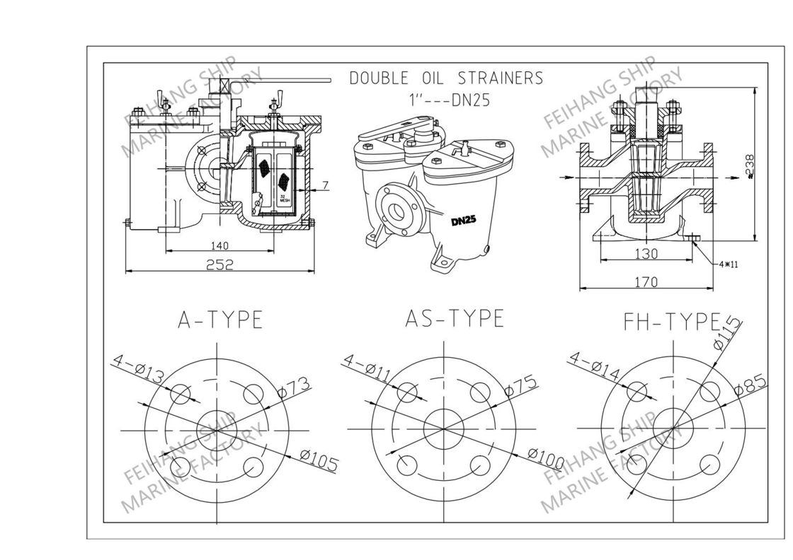 The Technical Data For Duplex Oil Strainers & Duplex Oil Filters Model AS25 Cb/T425-0.4/0.22