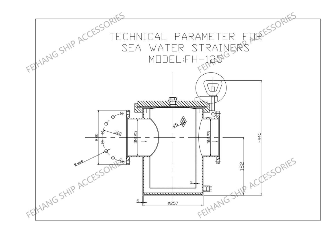 Sea Water Coarse Water Model As125 Cb/T497 Filter With Stainless Steel Mesh Element For Ship