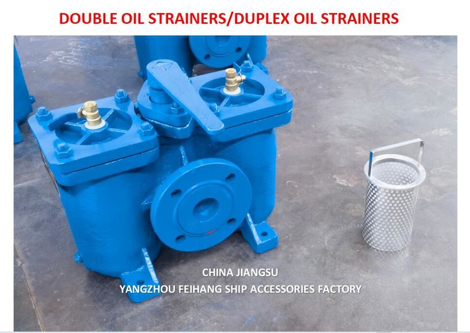 DUPLEX OIL STRAINERS, SIZE DN50, BODY CAST IRON, 60 MESH MODEL AS16050 CB/T425-94
