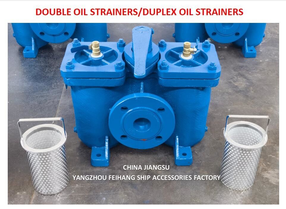 DUPLEX OIL STRAINERS, SIZE DN50, BODY CAST IRON, 60 MESH MODEL AS16050 CB/T425-94