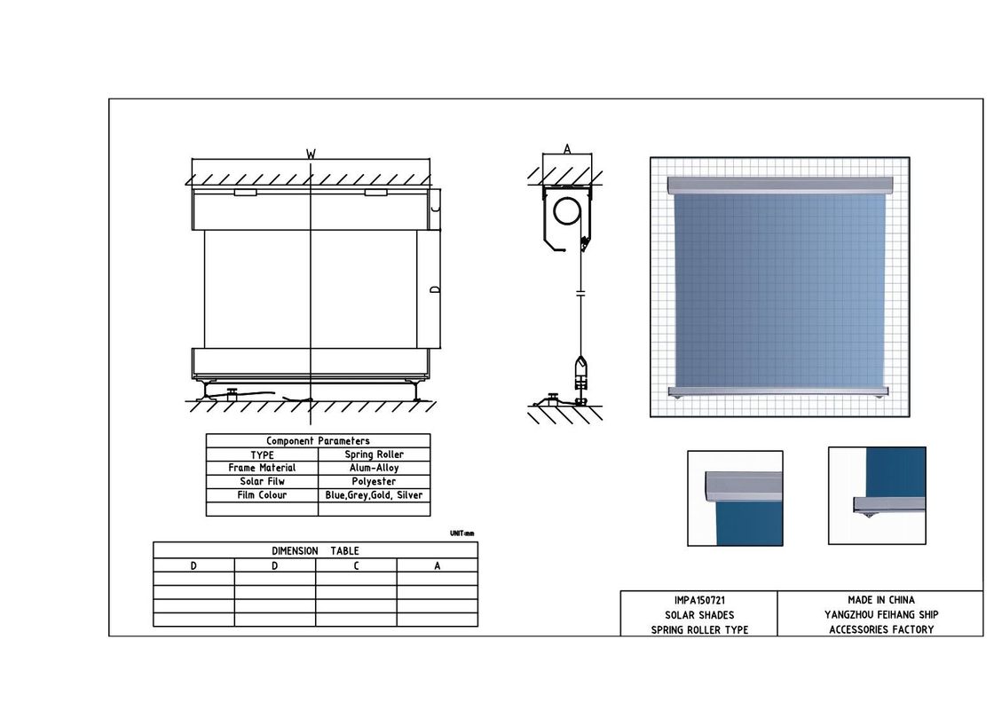 MARINE SOLAR SHADE & ANTI-GLARE SUN SCREEN ROLLER BLIND-YANGZHOU FEIHANG SHIP ACCESSORIES FACTORY