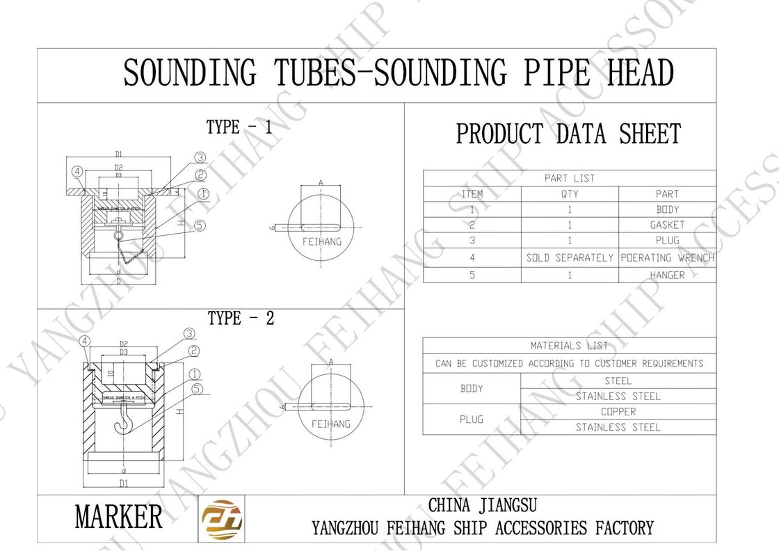 DN40-DN150 Cast Steel Sounding Tubes Pipe Head For Ballast Tank Butt Welding Connects