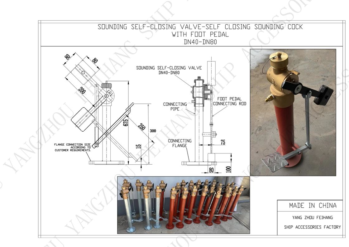 High Quality Marine Self-Closing Cock With Foot Pedal  For Sounding Pipe Threaded Ends Withbrinze Weighted Lver