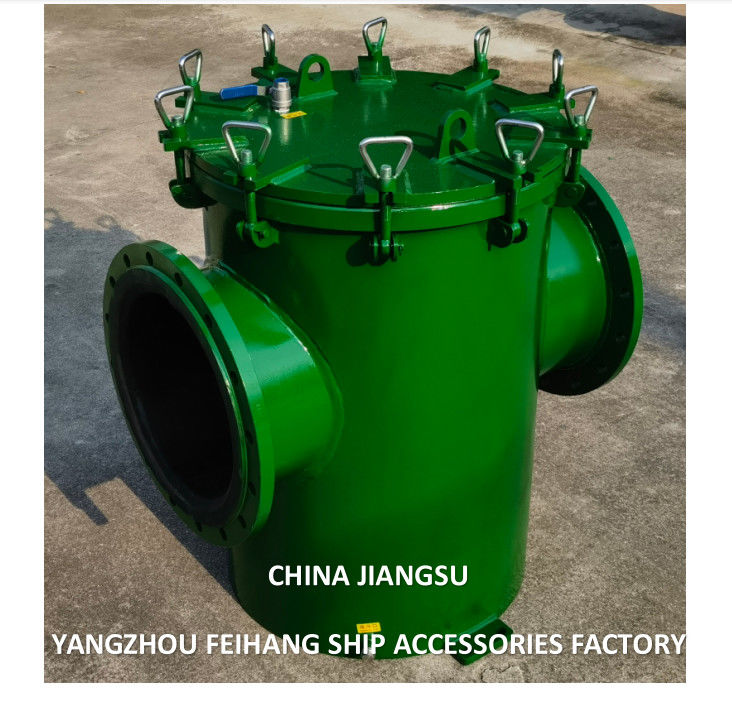 Rubber Lining Carbon Steel Sea Water Strainer With Exhaust Valve / Discharge Outlet  Mesh 5mm Flanged  End
