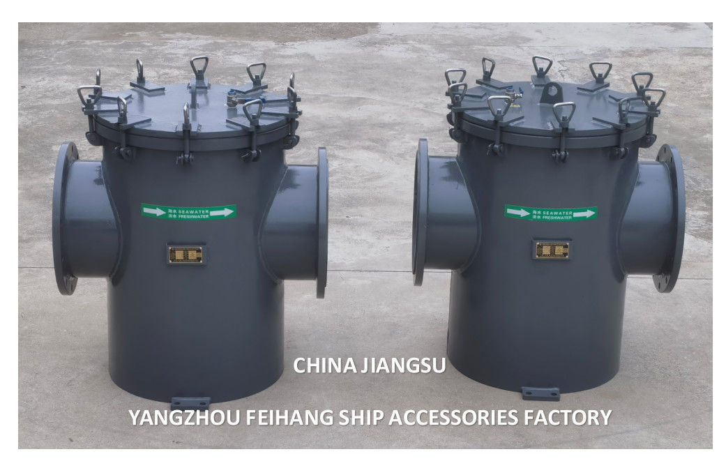 Rubber Lining Carbon Steel Sea Water Filter (AS350 CB/T 497-2012) Flange End With Exhaust Valve / Discharge Outlet