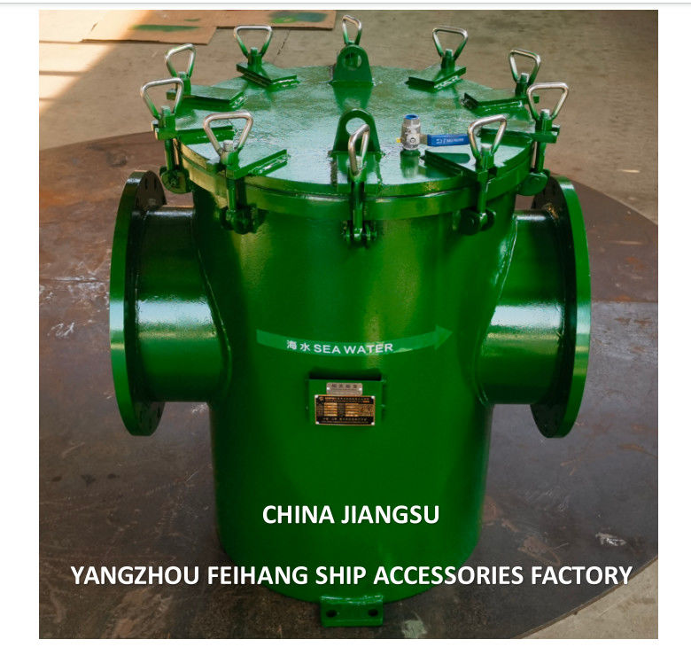 CB497 AS350 Rubber Lining Carbon Steel Sea Water Strainer With Exhaust Valve / Discharge Outlet