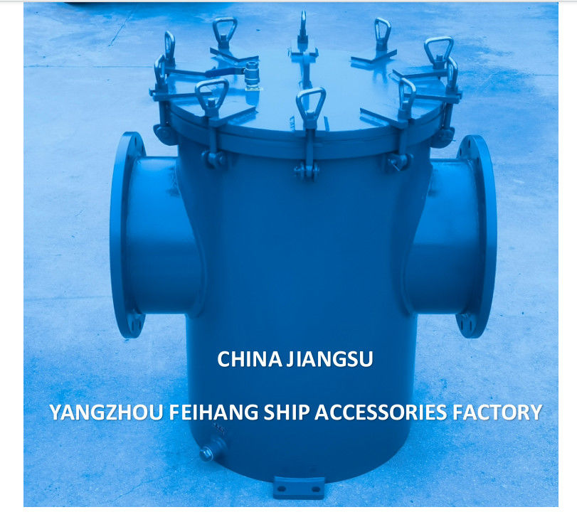 Rubber Lining Carbon Steel Sea Water Filter (AS350 CB/T 497-2012) Flange End With Exhaust Valve / Discharge Outlet