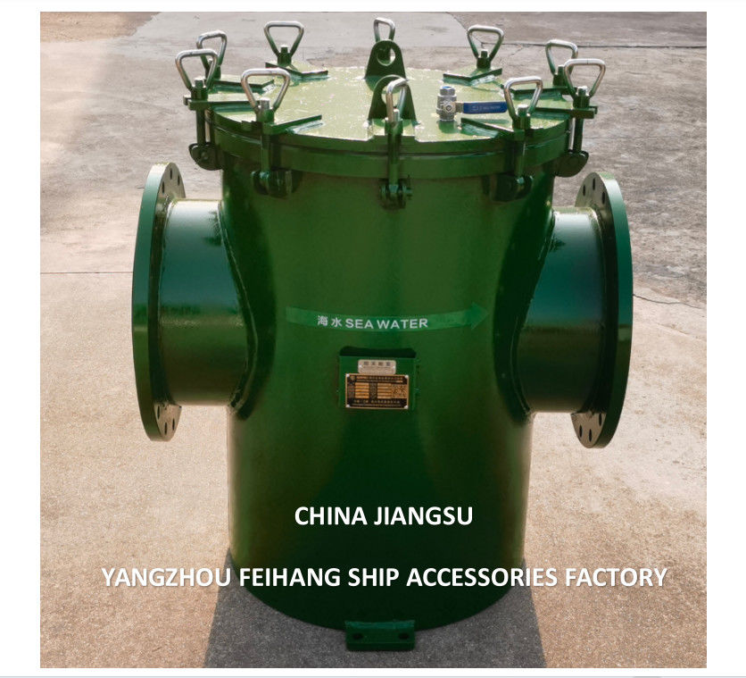 Rubber Lining Carbon Steel Sea Water Filter (AS350 CB/T 497-2012) Flange End With Exhaust Valve / Discharge Outlet
