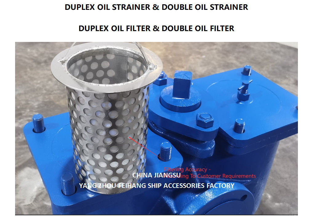 LOW PRESSURE DUPLEX OIL STRAINER MODEL AS65 CB/T425 CAST IRON BODY WITH STAINLESS STEEL FILTER CARTRIDGE