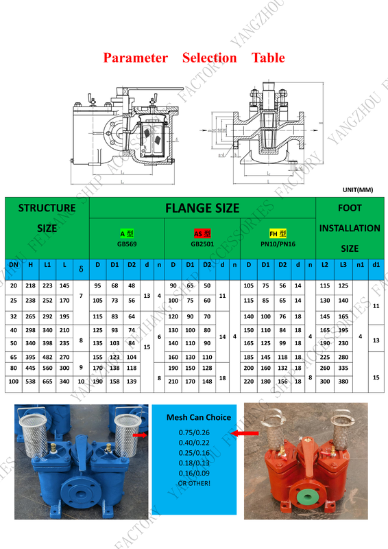 Cast Iron Duplex Oil Strainer & Duble Oil Filter Model-DN100 CB/T425 Easy to operate with 2 conversion filter cartridges
