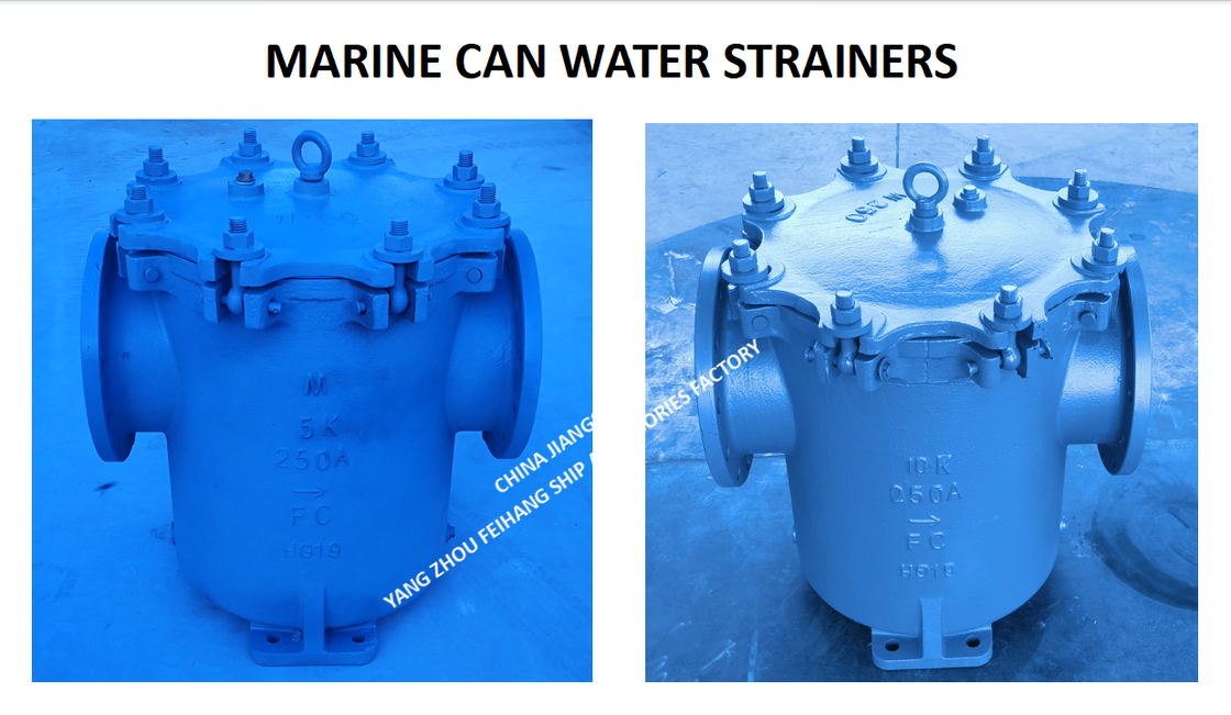 IMPA872011 MARINE CAN WATER STRAINER FH-10K-250A S-TYPE BODY - CAST IRON AND FILTER CARTRIDGE - STAINLESS STEEL