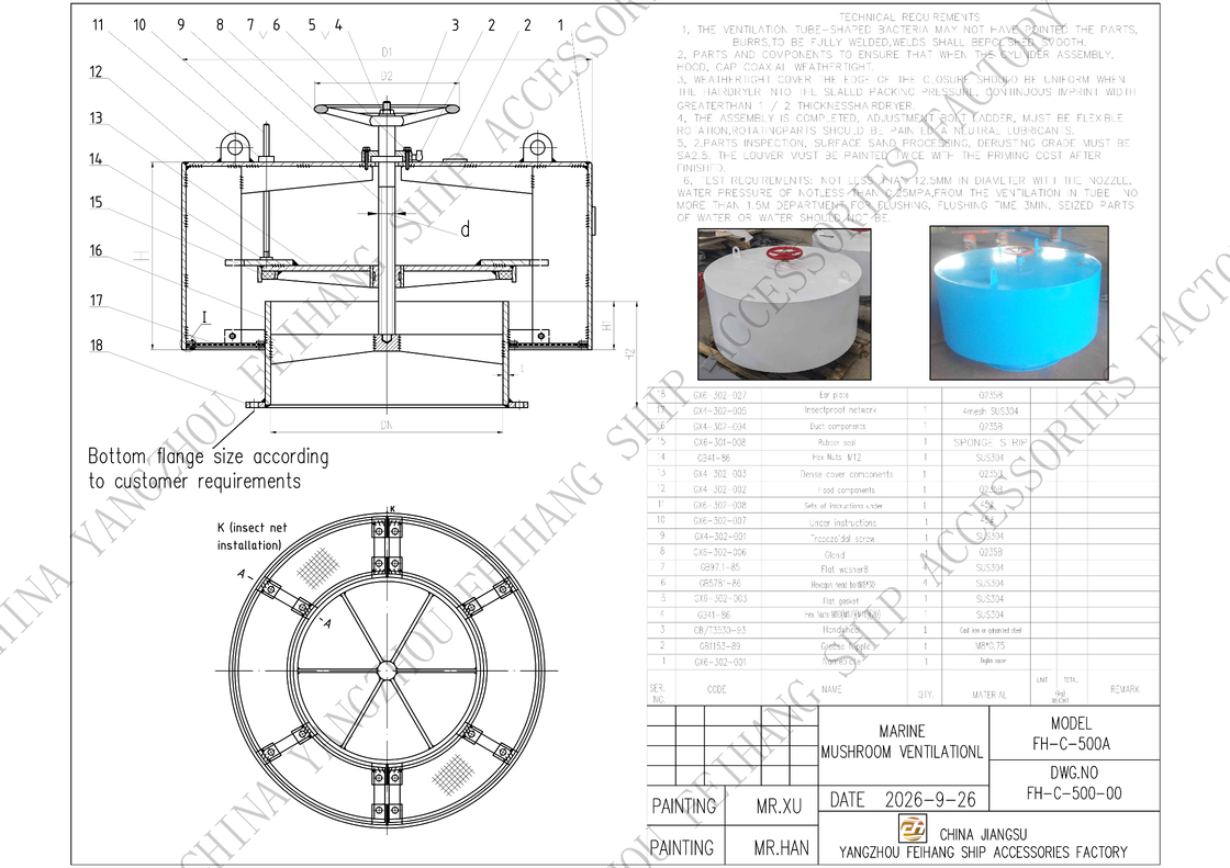 Marine Mushroom Ventilationl & Type C Marine Mushroom Vent Head Marker-Capable Of Withstanding Harsh Marine Environments