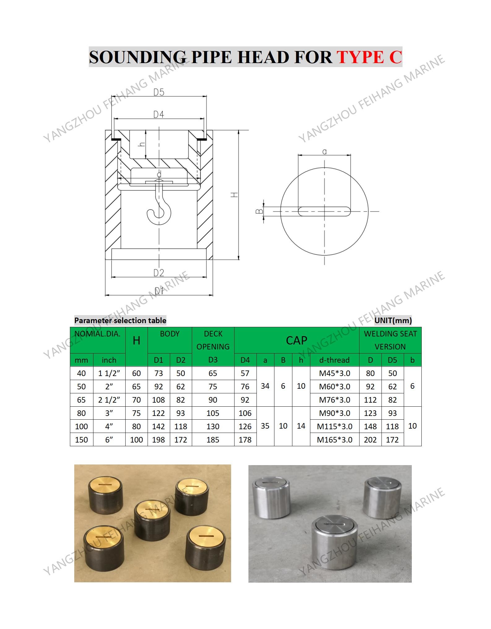 Signal Head Dimensions Chart.pdf Sounding Pipe Head Assembly Parameter Selection Table-feihang marine
